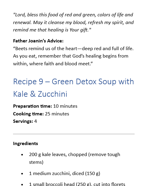 Cancer healing cookbook. Faith. Food and the Secrets of Father Joanin - LIMITED EDITION
